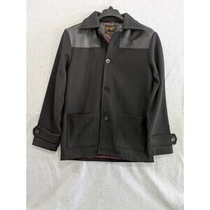 Pop England Jacket Men's  Medium Black Wool British Style Lined Jacket Vintage